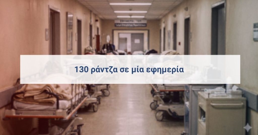 «Διάδρομος νοσοκομείου με φορεία, σχετικό με ρεπορτάζ για αυξημένη πίεση στις εφημερίες και αναφορές σε ράντζα στο Νοσοκομείο.