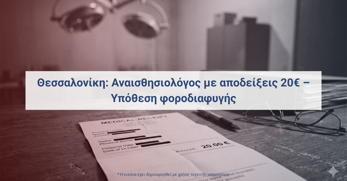 Απόδειξη ιατρικής πράξης χαμηλής αξίας σε υπόθεση φοροδιαφυγής αναισθησιολόγου στη Θεσσαλονίκη