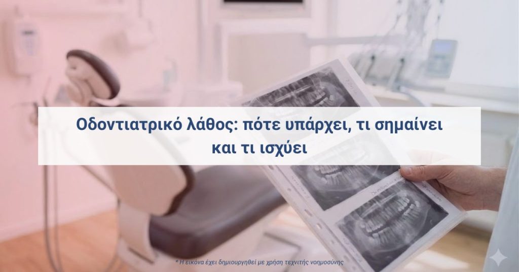 Οδοντιατρικό λάθος: ασθενής με φάκελο και ακτινογραφίες για αξιολόγηση.