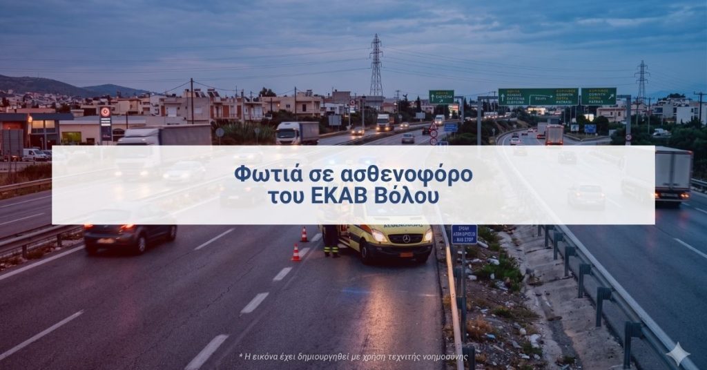 Φωτιά σε ασθενοφόρο του ΕΚΑΒ Βόλου και ασφάλεια διακομιδών